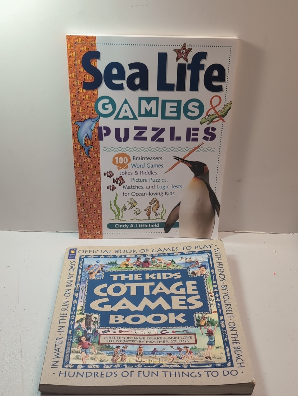Game Book for Kids- Cottage Game Book & Sea Life Games and Puzzles NEW